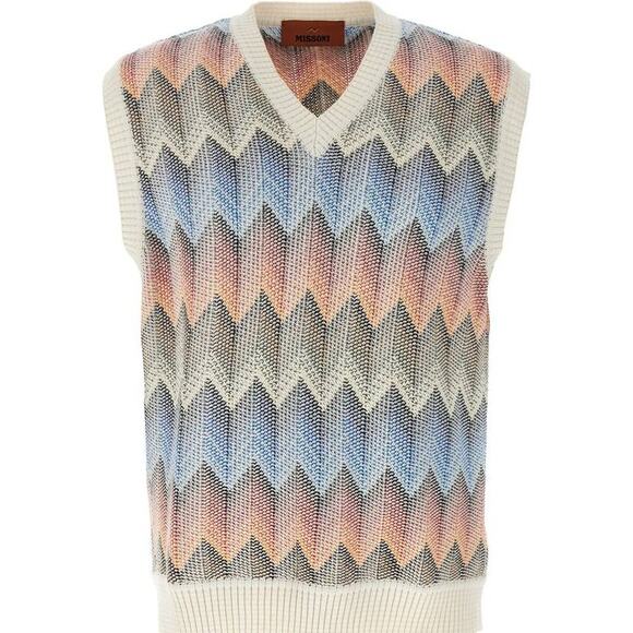 Missoni Mens Chevron Vest in White Tones IT 46 - Picture 1 of 3